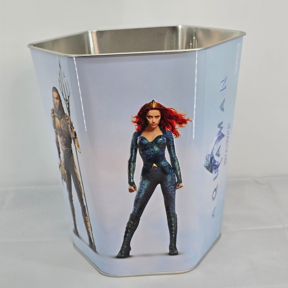 DC Comics Aquaman‎ Movie Popcorn Tin 130oz Metal Bucket Golden Link 2018 Promo - Picture 3 of 10